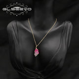 Colorful Crystals Twig Pendant Necklace Woman Jewelry