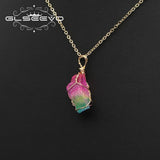 Colorful Crystals Twig Pendant Necklace Woman Jewelry