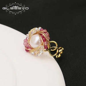 Crystal Wound Pearl Ring Layer Winding Rings for Men Women Wedding Band