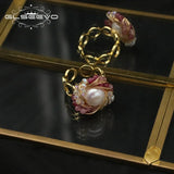 Crystal Wound Pearl Ring Layer Winding Rings for Men Women Wedding Band