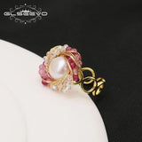 Crystal Wound Pearl Ring Layer Winding Rings for Men Women Wedding Band