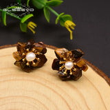 Natural Amethyst Tourmaline Stud Earrings 925 Sterling Silver