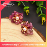 Natural Amethyst Tourmaline Stud Earrings 925 Sterling Silver
