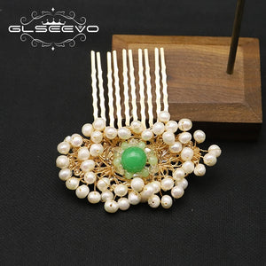 Emerald Honeycomb Freshwater Pearls Hair Accessories for Women