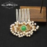 Emerald Honeycomb Freshwater Pearls Hair Accessories for Women