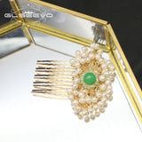 Emerald Honeycomb Freshwater Pearls Hair Accessories for Women