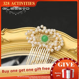 Emerald Honeycomb Freshwater Pearls Hair Accessories for Women
