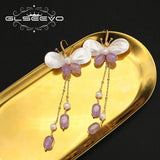 Emerald Water Drop Crystal Baroque Pearls Drop Earrings