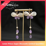 Emerald Water Drop Crystal Baroque Pearls Drop Earrings