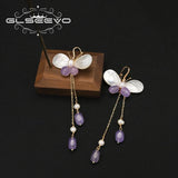 Emerald Water Drop Crystal Baroque Pearls Drop Earrings