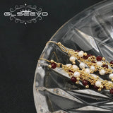 Tassel Drop Earrings Garnet Beads Chain Wrap Style Eardrop Wedding Jewelry