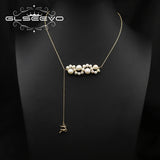 Flat Elk Natural Pearls Long Chain Pendant Necklace Charm Jewelry