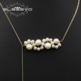 Flat Elk Natural Pearls Long Chain Pendant Necklace Charm Jewelry