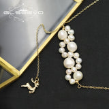 Flat Elk Natural Pearls Long Chain Pendant Necklace Charm Jewelry