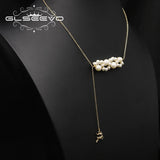 Flat Elk Natural Pearls Long Chain Pendant Necklace Charm Jewelry