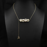 Flat Elk Natural Pearls Long Chain Pendant Necklace Charm Jewelry