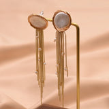 Baroque Flat Pearl Tassel Earrings Vintage Wedding Jewellery
