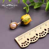 GLSEEVO Yellow Real Flower Pearl Earrings 925 Silver Brinco
