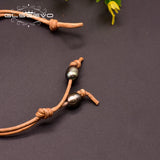 Fresh Water Pearl Cowhide Rope Leather Bracelet For Women Couple