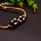 Fresh Water Pearl Cowhide Rope Leather Bracelet For Women Couple
