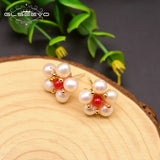 Freshwater Pearl Flower Stud Earrings GE0589