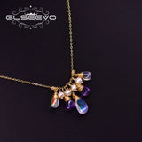 Fresh Water Pearl Crystal Pendant Necklace 925 Silver