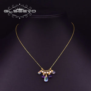 Fresh Water Pearl Crystal Pendant Necklace 925 Silver