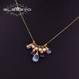 Fresh Water Pearl Crystal Pendant Necklace 925 Silver