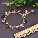 Fresh Water Pearl Red Crystal Bracelet for Women Wedding Boho Jewelry