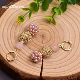Pink Baroque Pearl Flower Earrings, Birthday Party Jewellery GE0961B