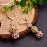 Pink Baroque Pearl Flower Earrings, Birthday Party Jewellery GE0961B