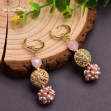 Pink Baroque Pearl Flower Earrings, Birthday Party Jewellery GE0961B