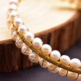 Freshwater Small Pearls Cuff Bangle Girls Birthday Minimalism Jewelry GB0215