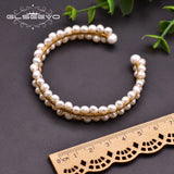 Freshwater Small Pearls Cuff Bangle Girls Birthday Minimalism Jewelry GB0215