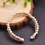 Freshwater Small Pearls Cuff Bangle Girls Birthday Minimalism Jewelry GB0215
