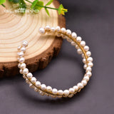 Freshwater Small Pearls Cuff Bangle Girls Birthday Minimalism Jewelry GB0215