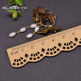 Freshwater Pearl Earrings 925 Silver Drop Earrings Tiger Eye GE0991G