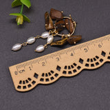 Freshwater Pearl Earrings 925 Silver Drop Earrings Tiger Eye GE0991G