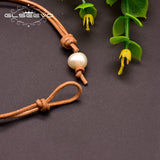 Geometric Real Baroque Pearl Leather Bracelet For Women GB0161