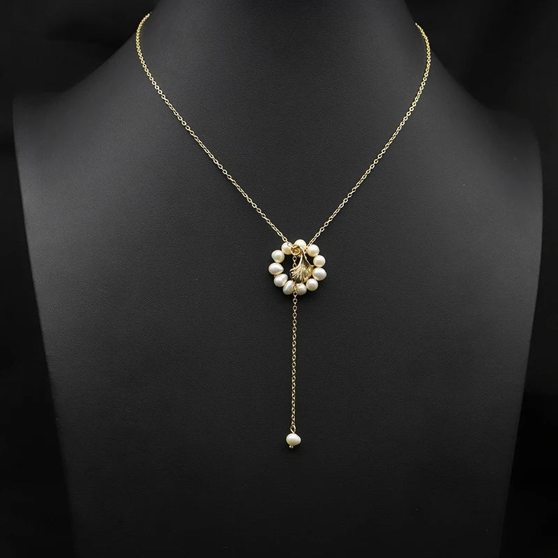 Ginkgo Biloba Leaves Long Pendant Necklace for Women