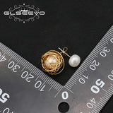 Golden Freshwater Pearl Stud Earrings High Jewelry