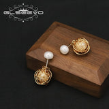 Golden Freshwater Pearl Stud Earrings High Jewelry