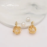 Golden Freshwater Pearl Stud Earrings High Jewelry