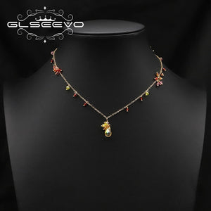 Golden Yellow Crystal Pendant Necklace Necklaces Woman Jewelry Anniversary