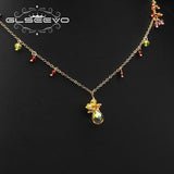 Golden Yellow Crystal Pendant Necklace Necklaces Woman Jewelry Anniversary
