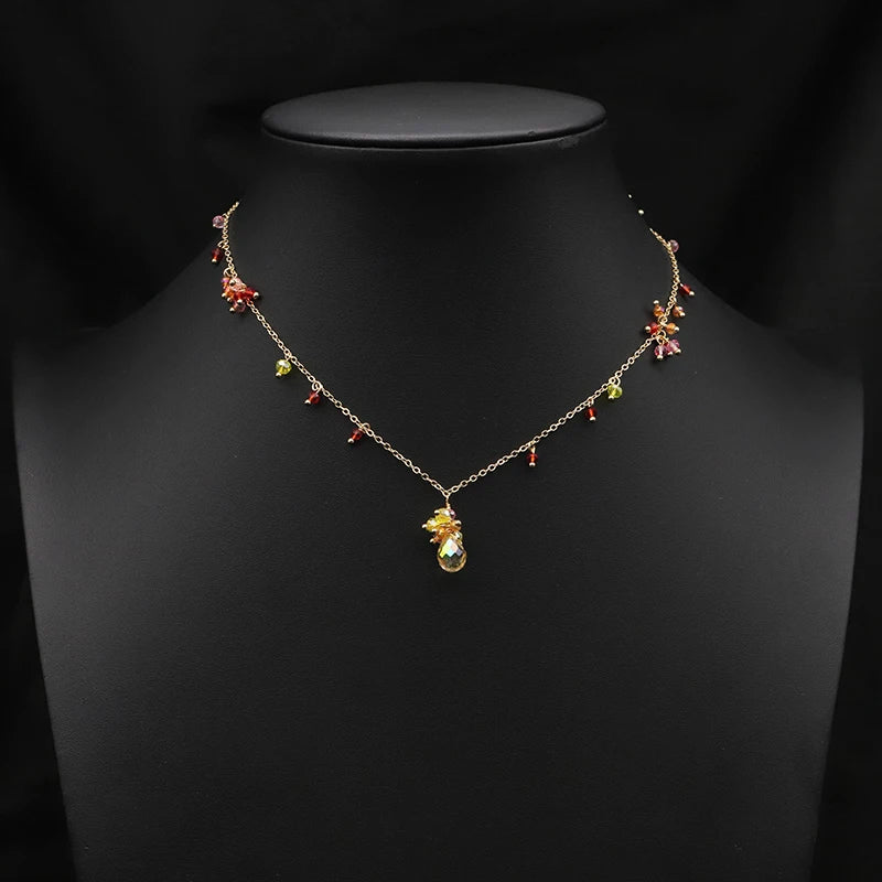 Golden Yellow Crystal Pendant Necklace Necklaces Woman Jewelry Anniversary