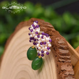 Green Agate Flower Dangle Drop Earrings For Women