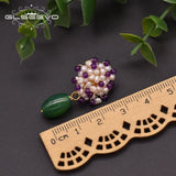 Green Agate Flower Dangle Drop Earrings For Women