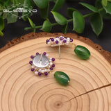 Green Agate Flower Dangle Drop Earrings For Women