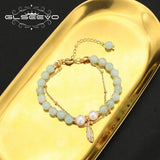 Green Jade Freshwater Pearls Long Chain Bracelet For Woman